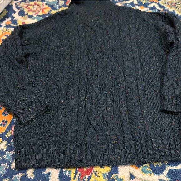 Handknit Irish Fisherman Sweater Green 2XL Wool Cableknit Chunky Grandpa Preppy - Picture 8 of 8
